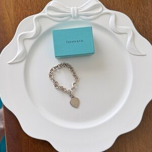 Tiffany & Co. Sterling Silver 925 Bracelet with Heart Charm - Vintage